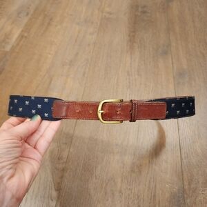 Vintage Trafalgar Belt Tennis Rackets Preppy Navy & Leather Men's size 36